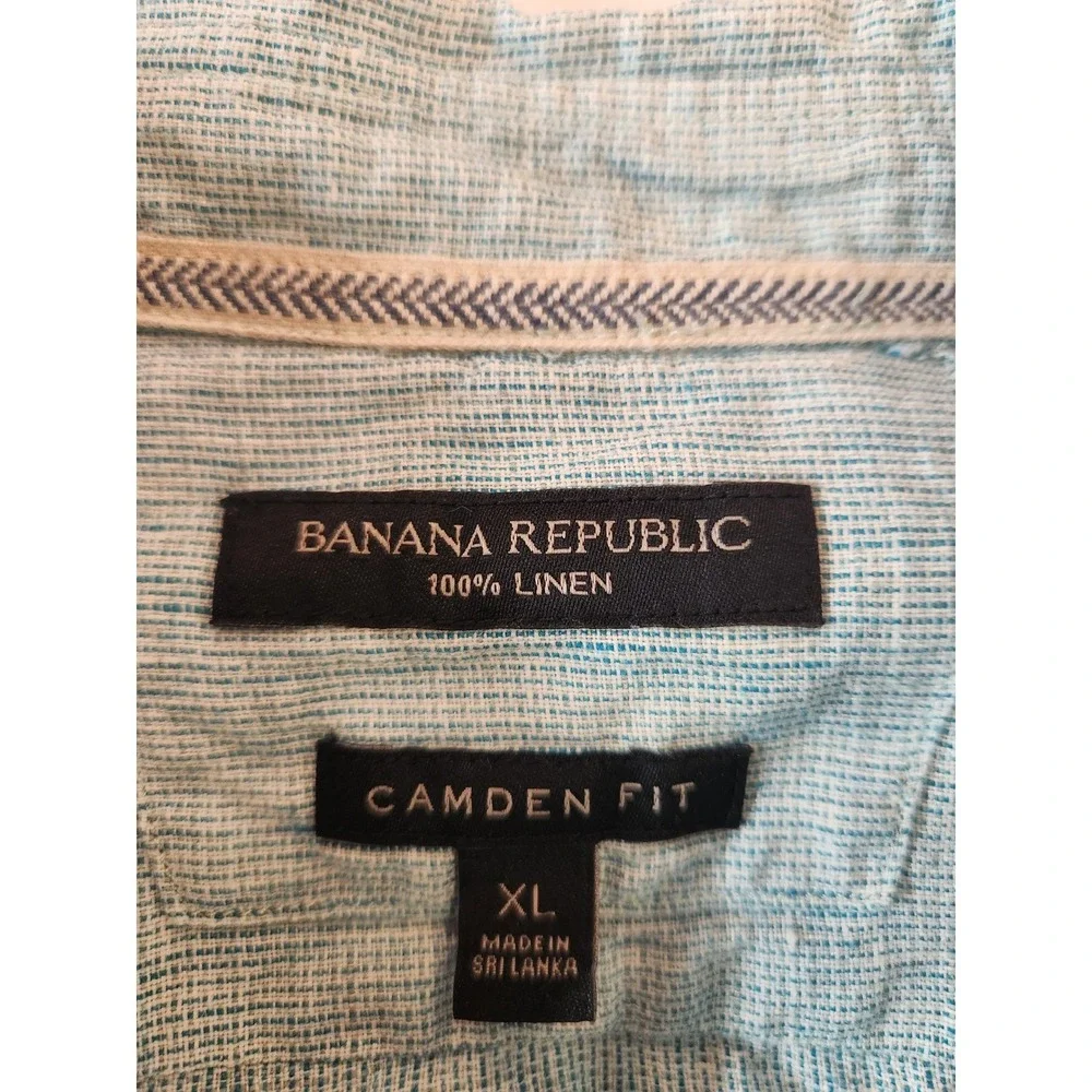 Banana Republic Light Blue 100% Linen‎ Shirt Mens XL  Long Sleeve Button Down